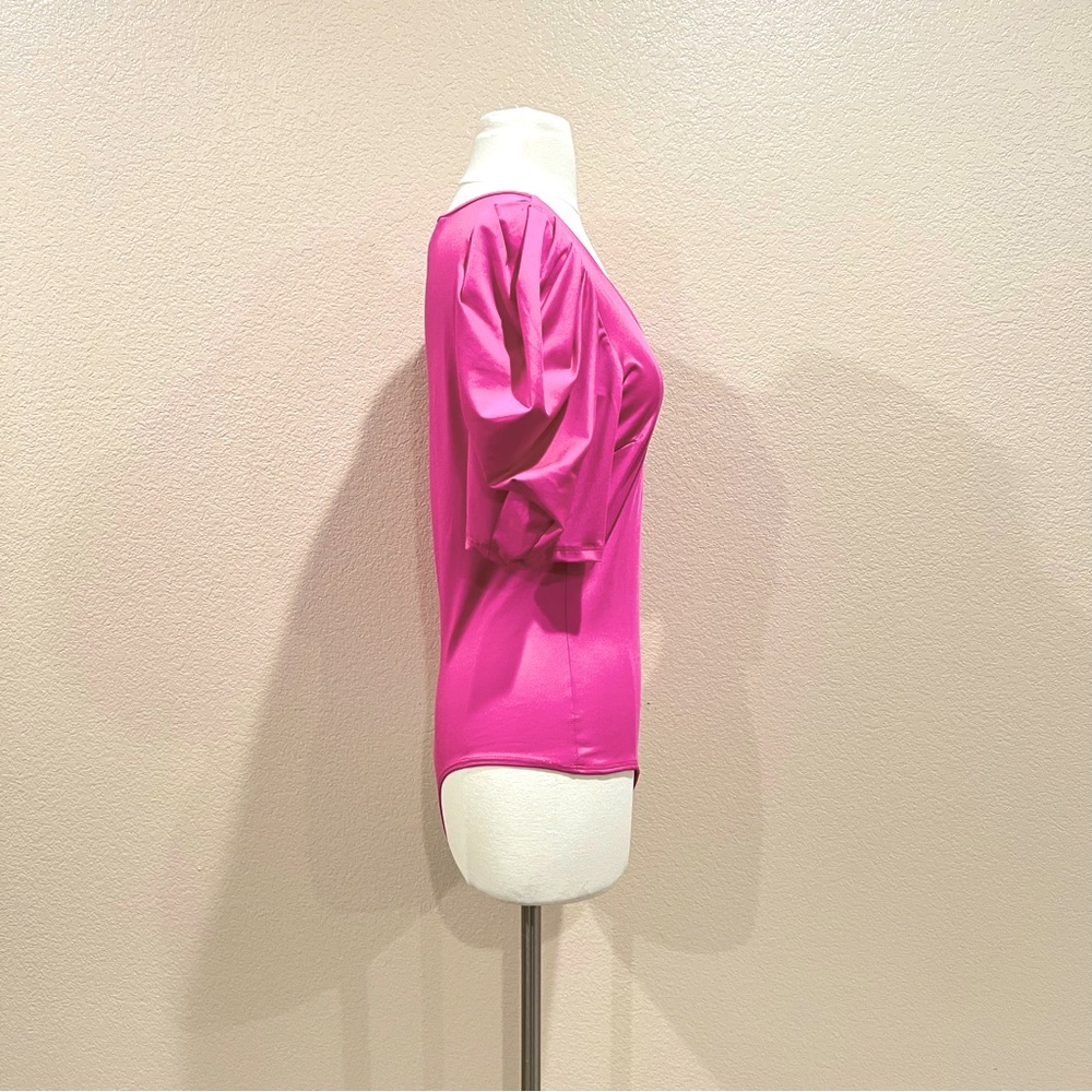 Live in the Moment Pink V Neck Puff Sleeve Bodysuit Size Large - Picture 8 of 14